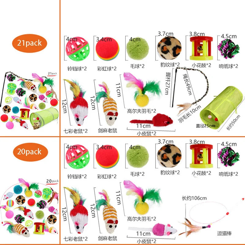 Pet Cat Toy Variety Pack - 21 Piece Set For Endless Fun