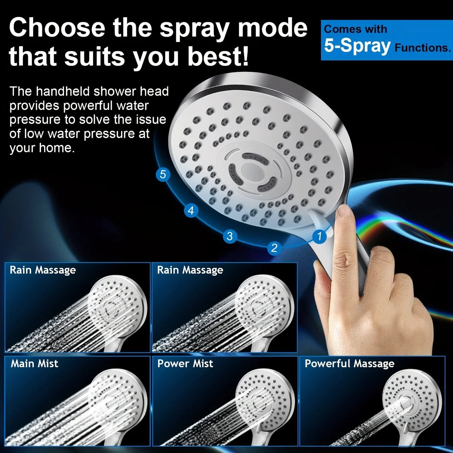 Chrome-Plated Concealed Stainless Steel Shower Set with Pressurized Top Spray & Extended Lever Arm – Bathroom Toilet Spray Kit