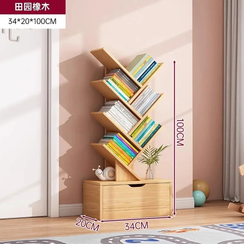 Standing Wooden Storage Rack Bookshelf