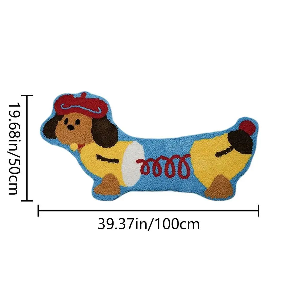 Dog Bathroom Rug – Funny Plush Shower Mat with Cute Dog Pattern, Water Absorbent, Thick & Non-Slip Washable Bath Mat
