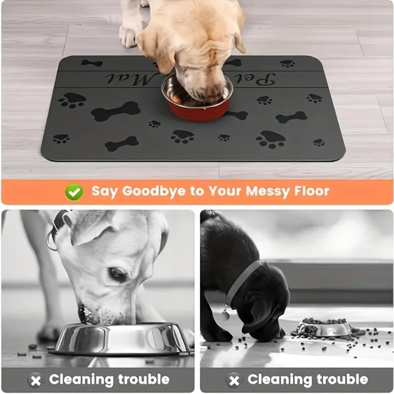 Absorbent Pet Feeding Mat with Waterproof Rubber Backing – Quick-Dry Placemat for Food & Water Bowls – Non-Slip Pet Water Dispenser Mat