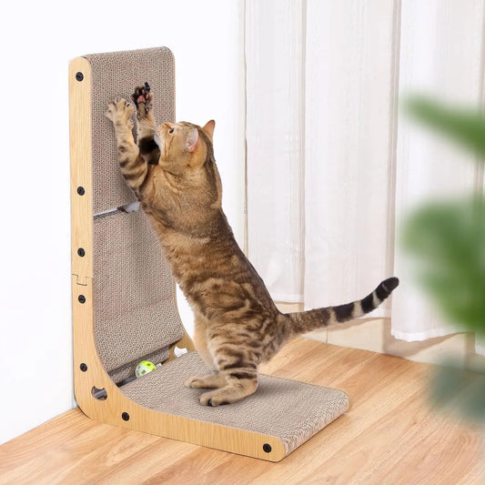 L Shape Cat Scratcher – 23.6 Inch Indoor Cardboard Cat Scratch Pad to Protect Furniture