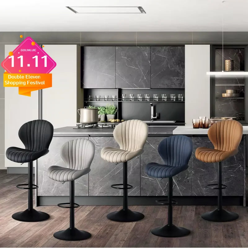 2-Piece Luxury Modern Adjustable Living Room & Dining Chairs Set – Swivel Bar Stools with Soft Backrest for Kitchen & Home