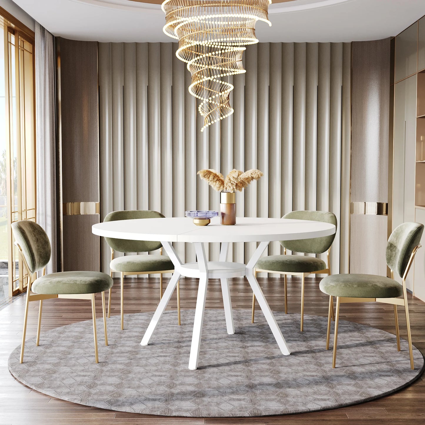 Tribesigns 47-Inch Round Dining Table for 4-6 People – Farmhouse Industrial Kitchen & Dining Room Table