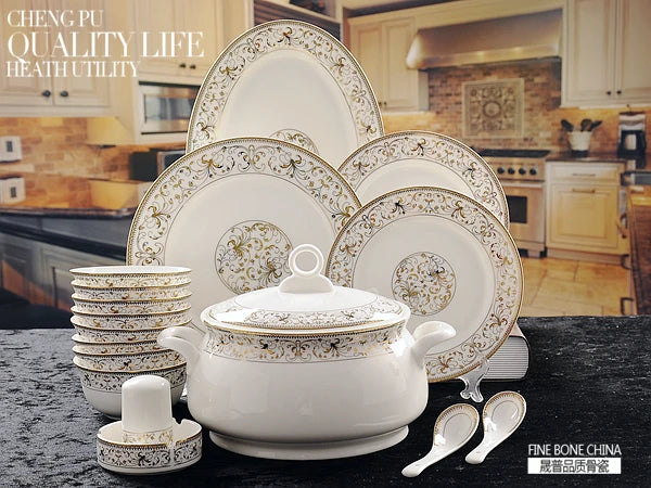 46-piece Set, Royal Gold FIne Bone China Dinnerware