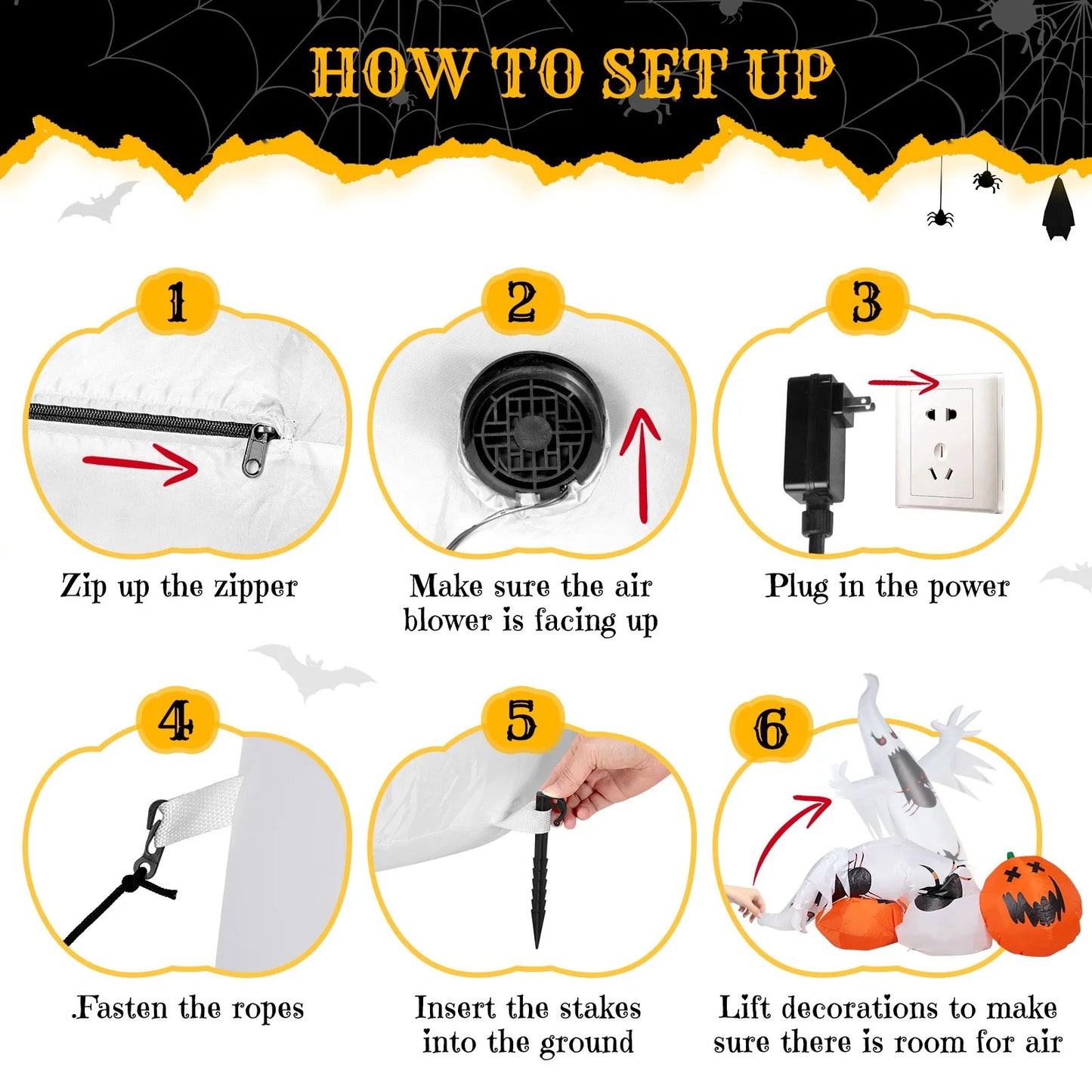 11.8FT Inflatable Halloween Ghost & Pumpkin – Giant Blow Up Yard Decoration with LED Lights, Weather-Resistant, Indoor/Outdoor Halloween Decor