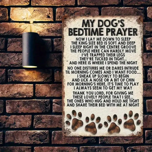 1PC "My Dog's Bedtime Prayer" Pet Tin Sign - Family Life Design For Pet Area & Home Decor, Dog Lover Gift