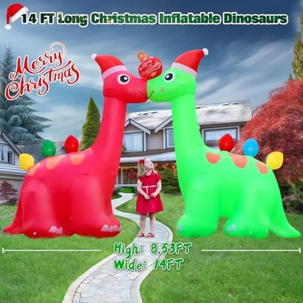Christmas Inflatable Dinosaur Archway with LED Lights – Festive Outdoor Yard Decoration