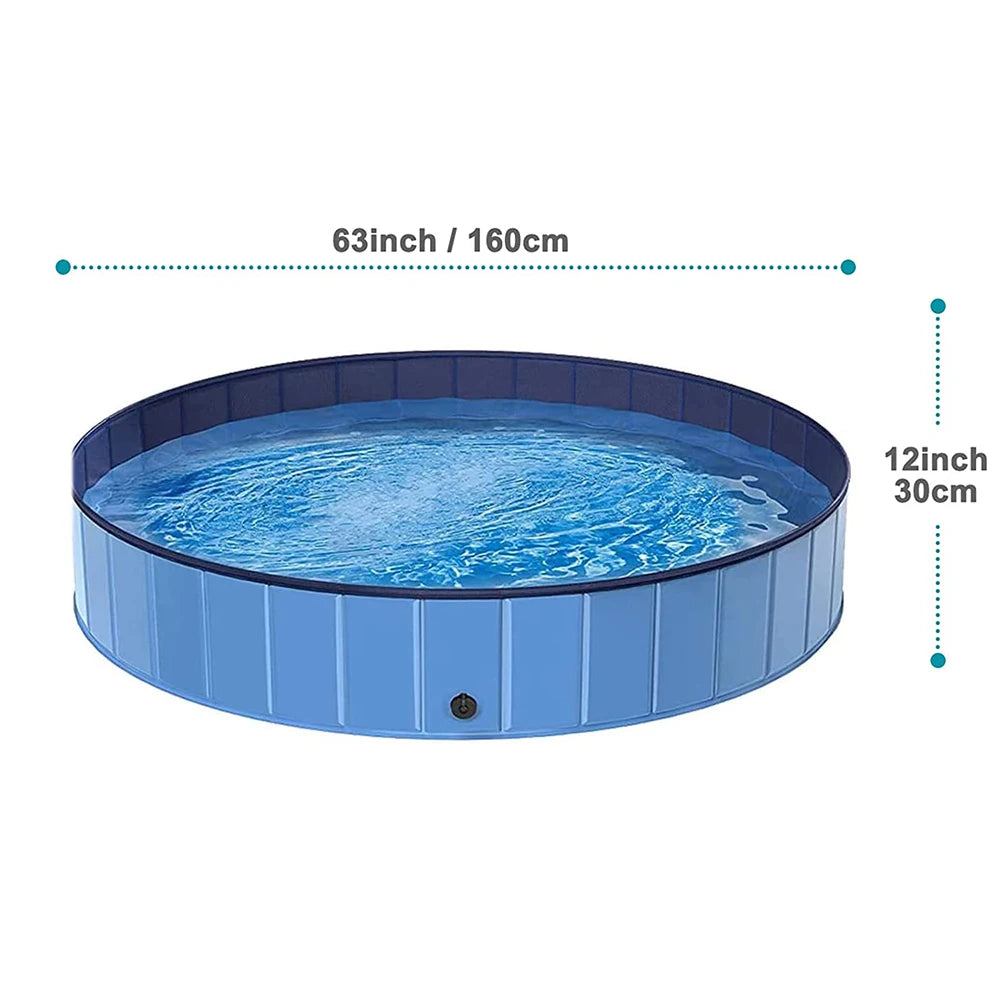 Portable Dog Swimming Pool & Bathing Tub – Foldable Plastic Pet Pool with Scratch-Resistant Material, Grooming Tub & Cover for Large Dogs