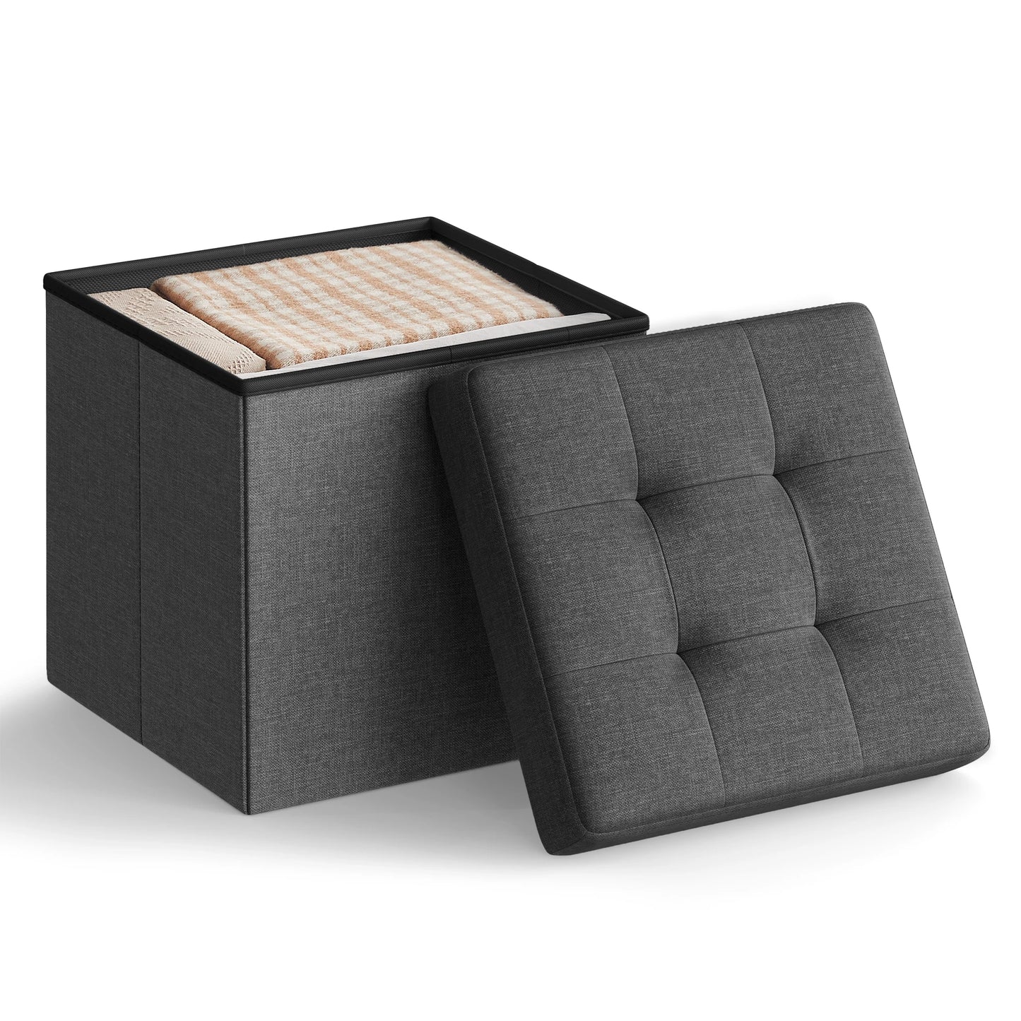 15 Inch Folding Storage Ottoman Foot Rest