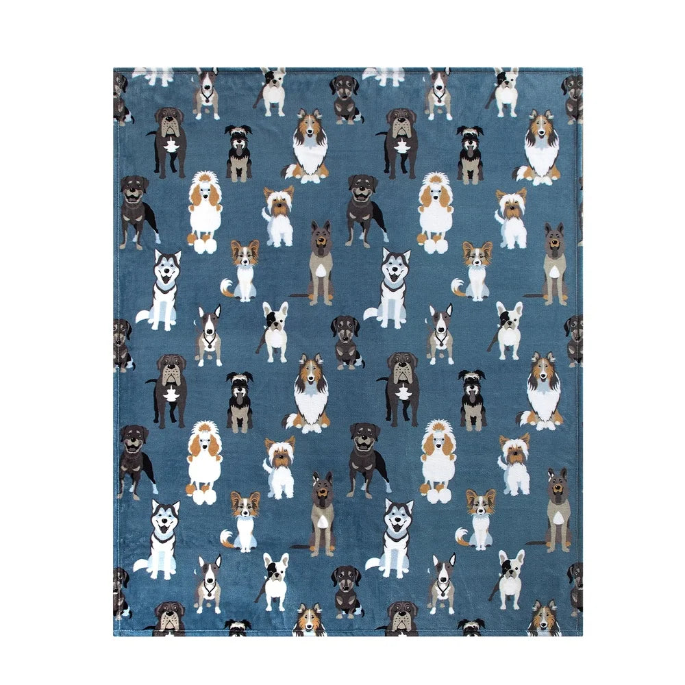 Cozy Blue Dogs Plush Throw Blanket – 2 Pack Ultra-Soft, Warm & Machine Washable Home Décor