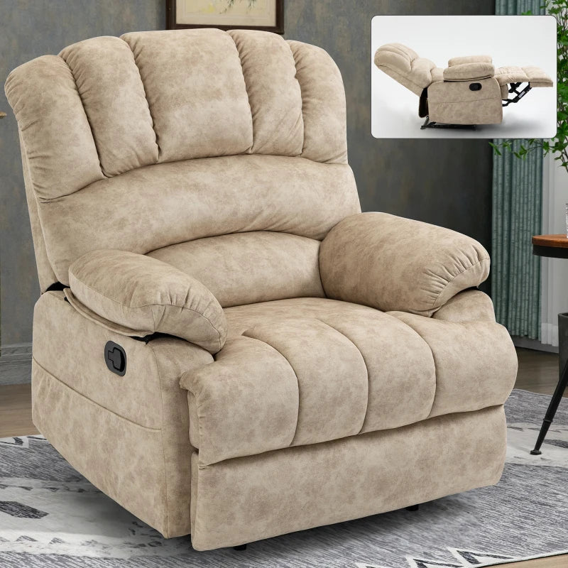 Large Manual Recliner Chair in Fabric – American-Style Lazy Reclining Chair for Adults, Comfortable Living Room Lounge Seat