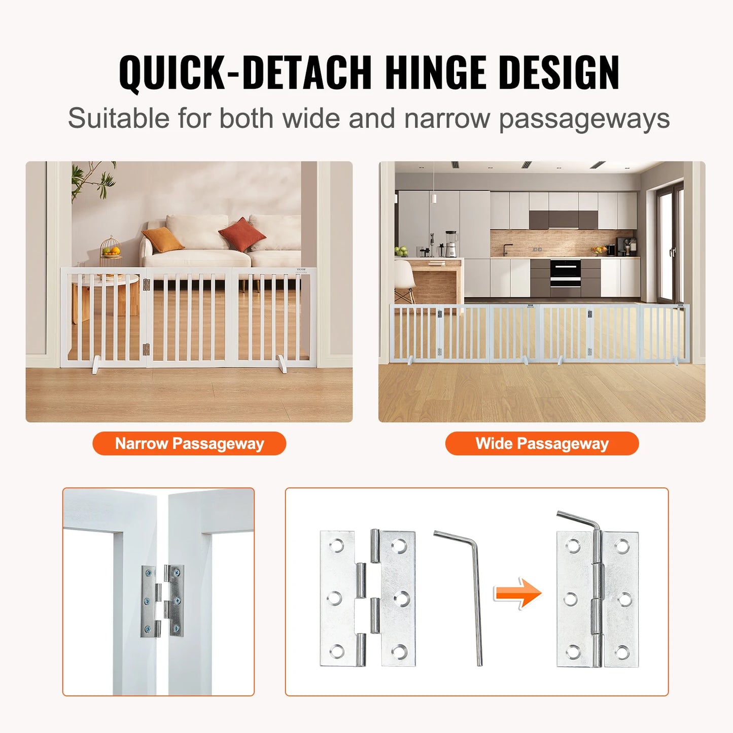 Free Standing 3 Panel Foldable Pet Gate