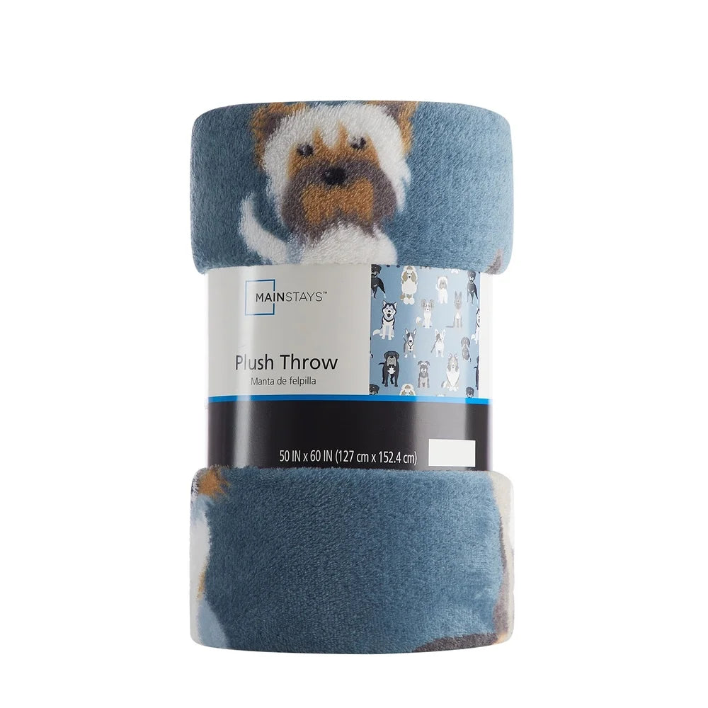 Cozy Blue Dogs Plush Throw Blanket – 2 Pack Ultra-Soft, Warm & Machine Washable Home Décor