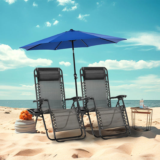 JHK Zero Gravity Lounge Chair Set of 2 – Portable Recliner Chairs with Cup Holder Trays & Adjustable Headrests for Patio, Camping, Garden, or Poolside
