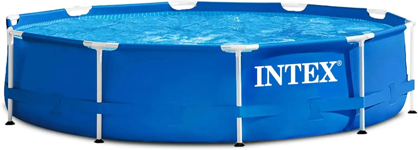 28200EH 10ft x 30in Round Above Ground Metal Frame Pool – 4-Person Outdoor Swimming Pool with Easy Setup (Pump Not Included)