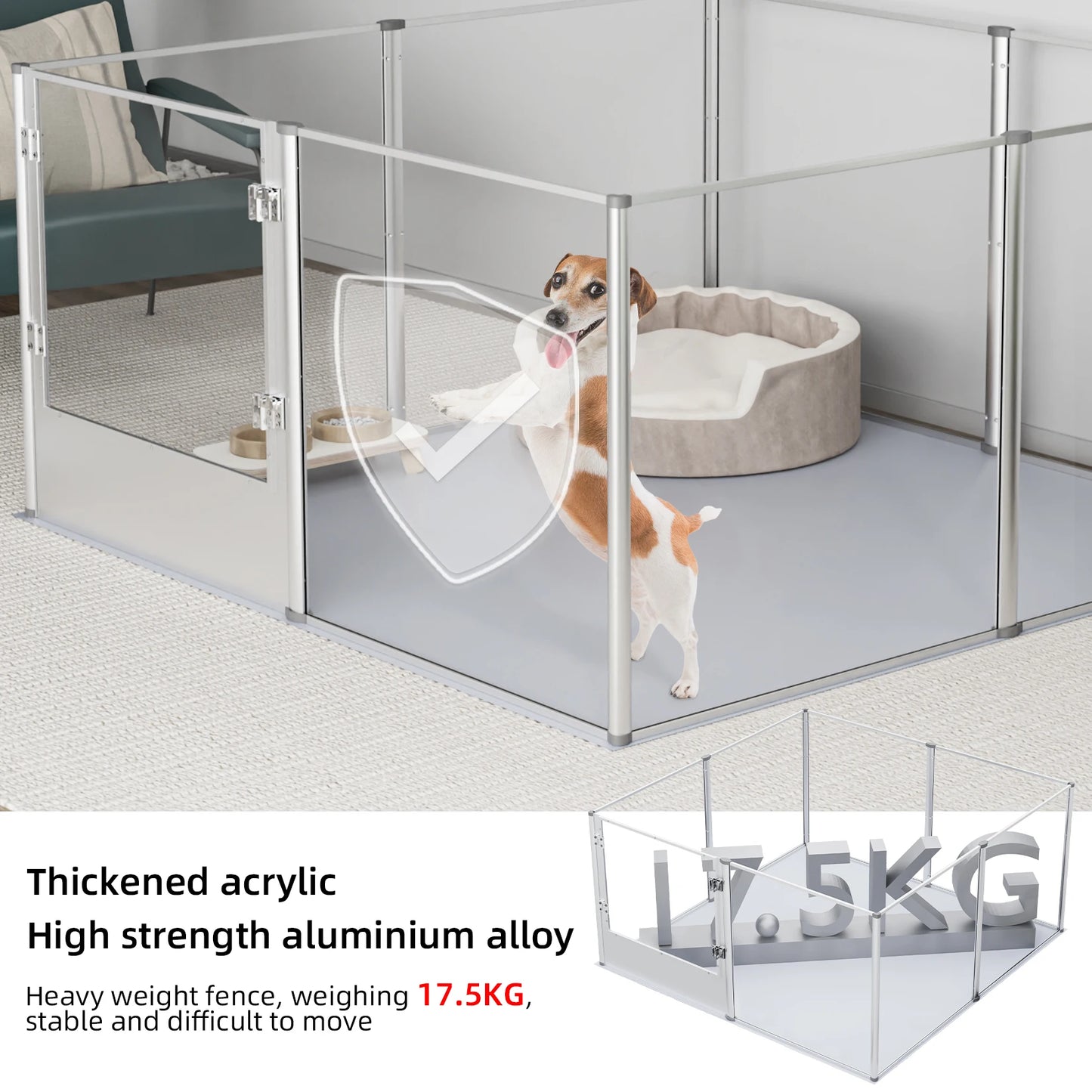 BingoPaw Clear Acrylic Dog Playpen Fence – Transparent Pet Exercise Pen with Waterproof Whelping Pad for Cats, Puppies, and Small Animals