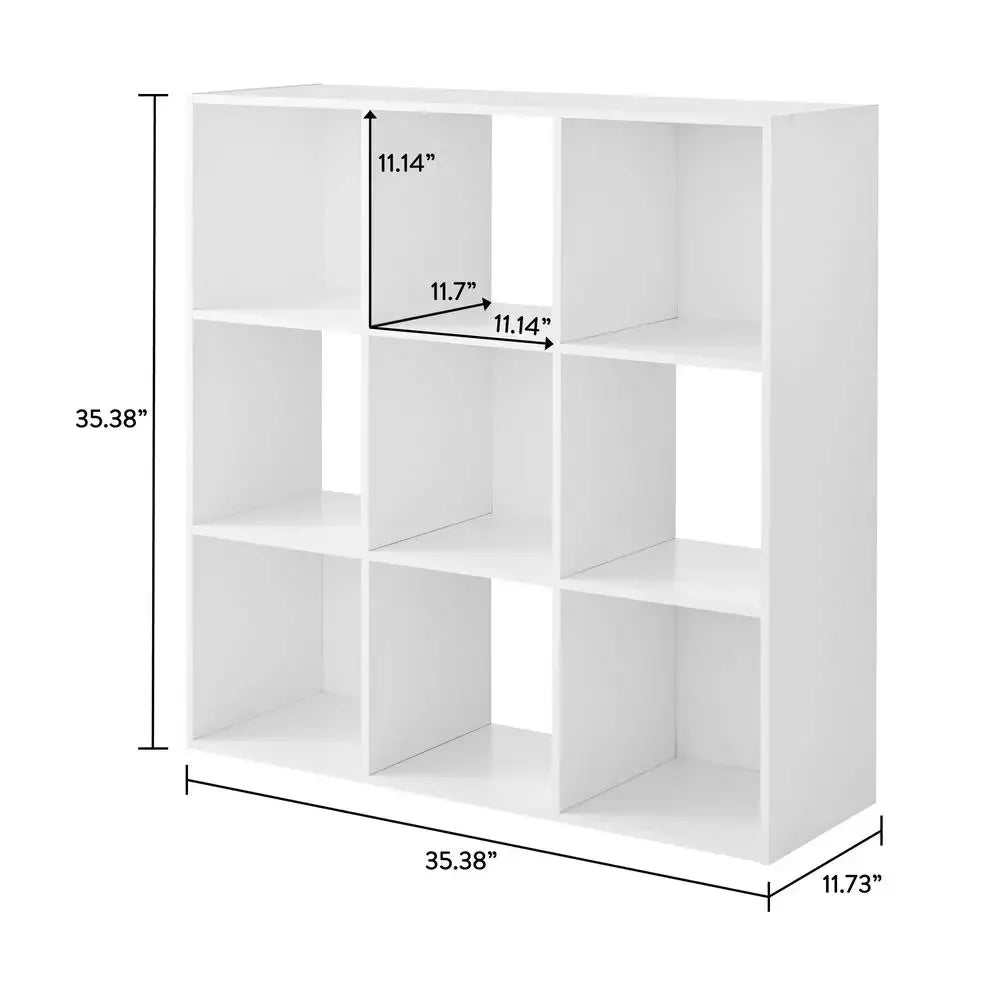 11" White Cube Storage Organizer – 9-Cube Shelf Unit for Office, Clothes, Crafts, and More