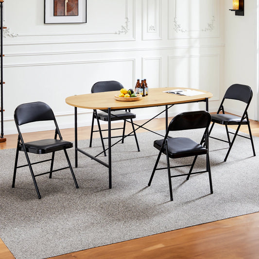 JHK Leather Padded Folding Chair 4-Pack – Sturdy Metal Frame, Comfortable Design for Home, Office, or Outdoor Use