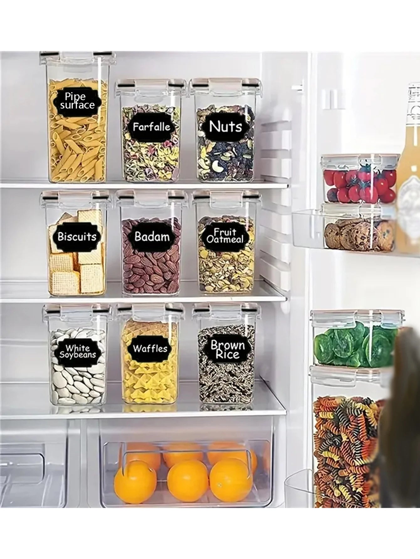 24PCS Airtight Food Storage Containers with Lids – BPA-Free Plastic Pantry Organization Set with Labels & Marker – Kitchen Canisters for Flour, Sugar, Snacks, Cereal & More