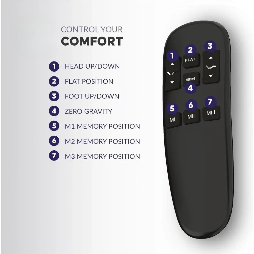Adjustable Bed Base Frame with Head & Foot Incline – Wireless Remote Control, Easy Assembly, 10-Year Warranty