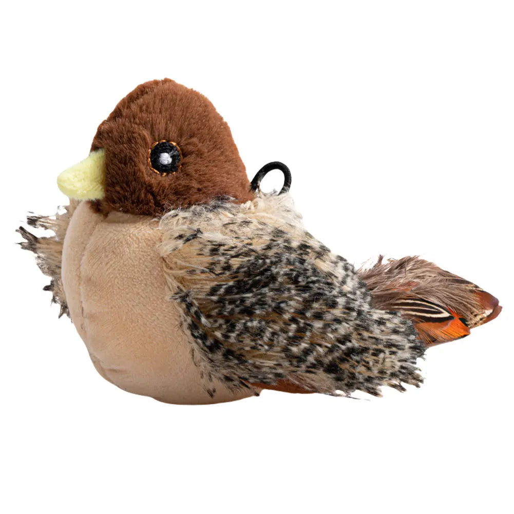 Interactive Flying Bird Cat Toy – Electric Flapping Wings & Squeaky Plush Sparrow with Catnip, Realistic Simulation Toy for Cats