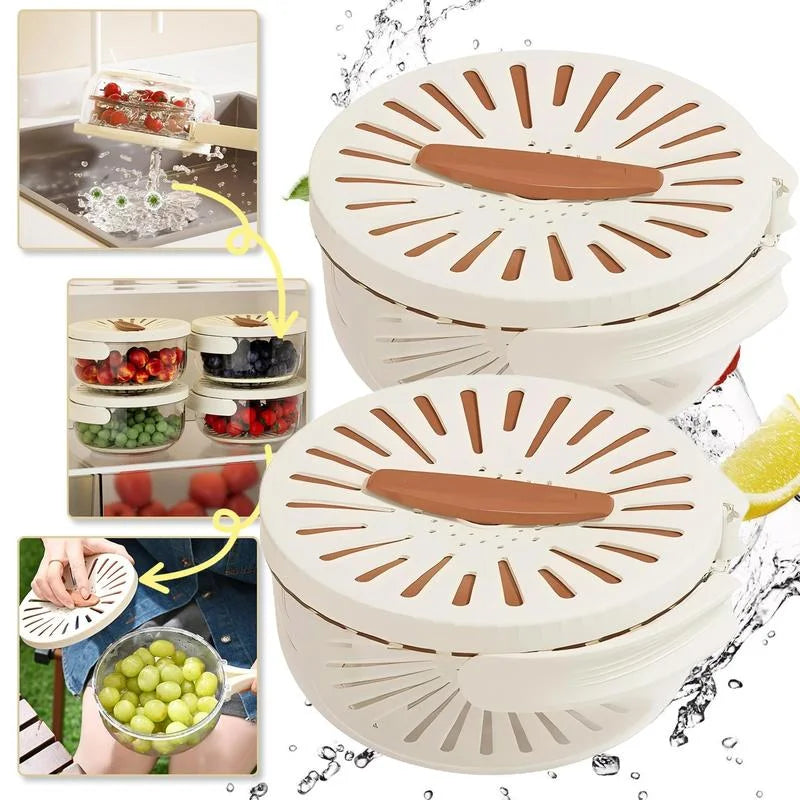 Manual Salad Spinner & Vegetable Dehydrator – Foldable Fruit Drain Basket with Hand Crank for Kitchen Use