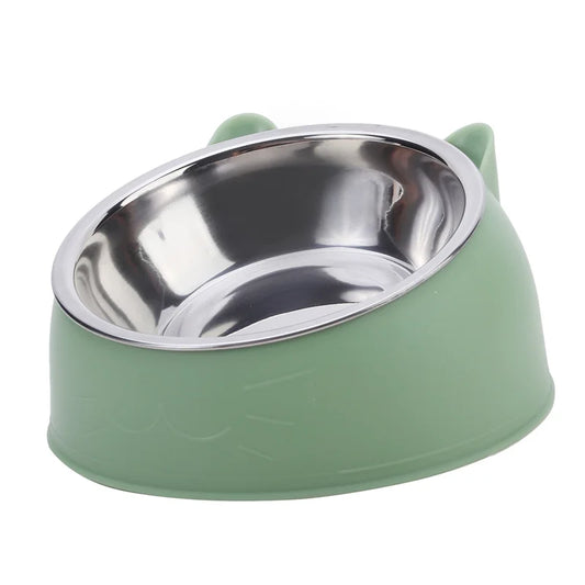 1pc Stainless Steel  Inclined Feeding Bowl