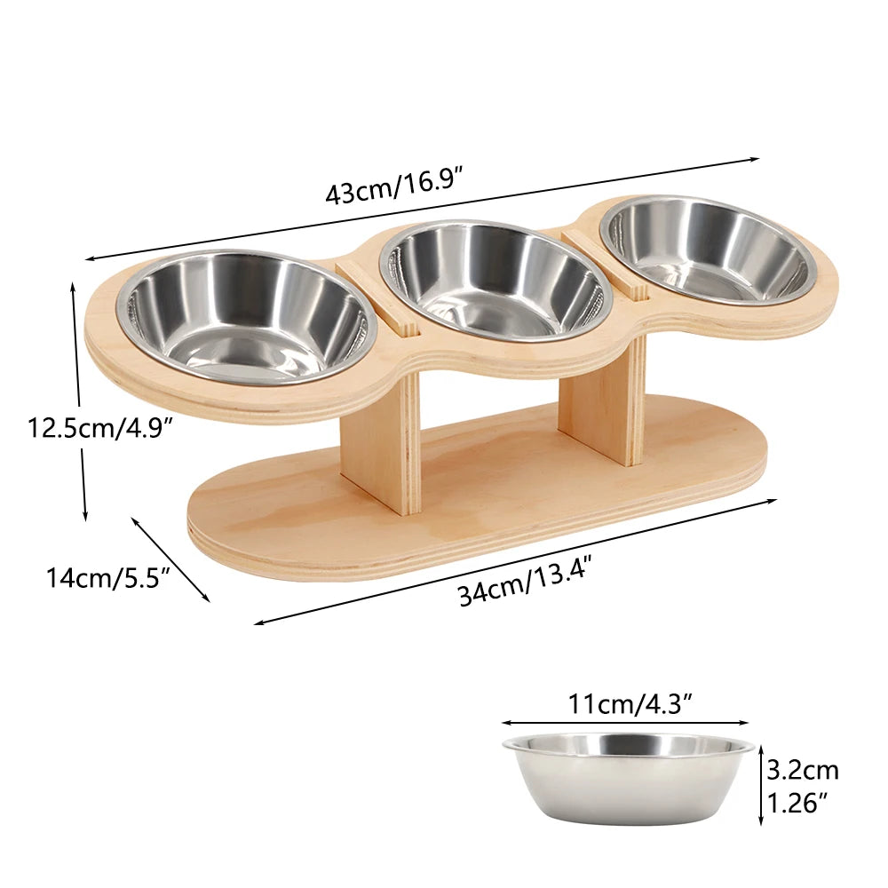 Cat 3-in-1 Feeder with Tilted Stainless Steel Bowls: