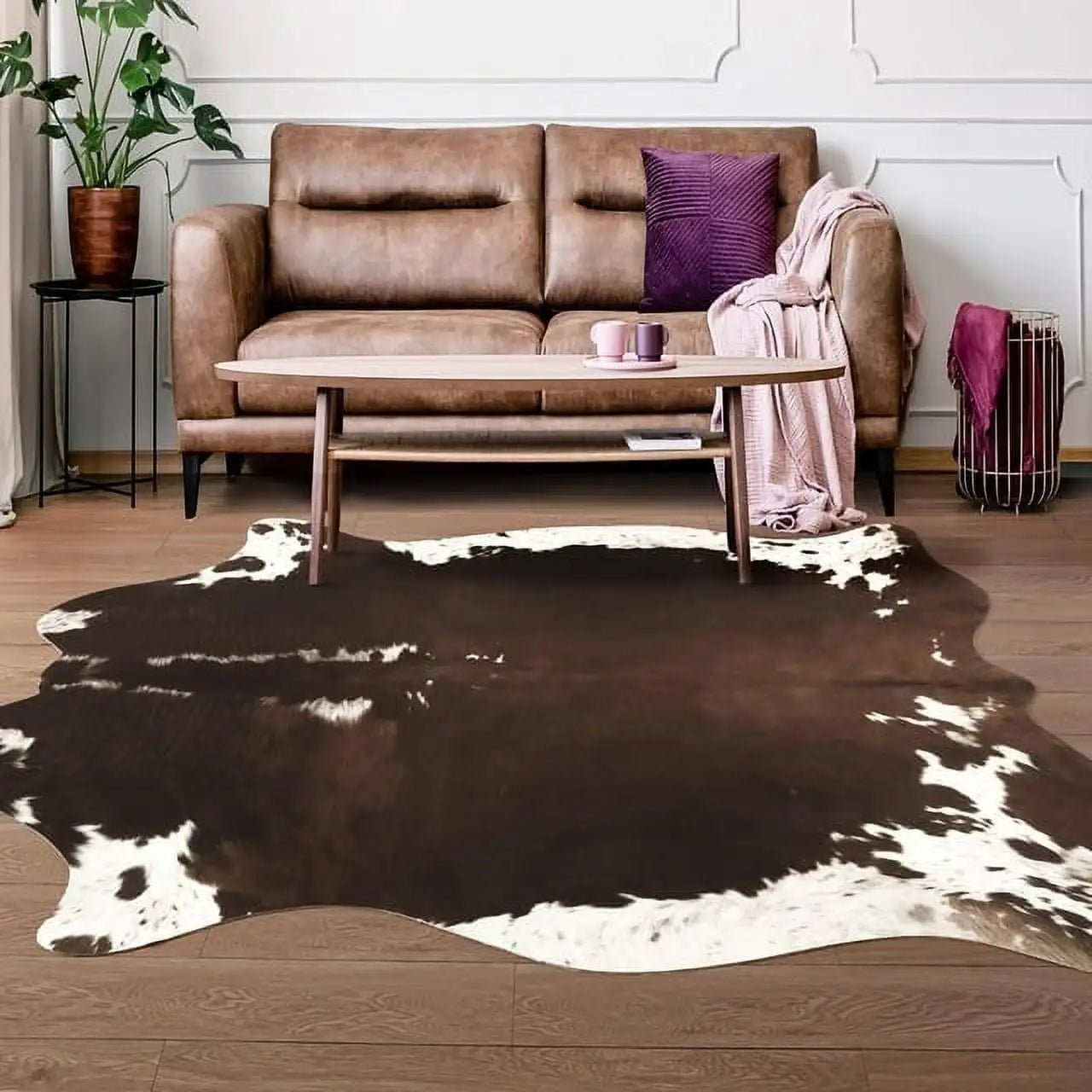 American style Animal Print Rug faux fur cowhide rug / carpet