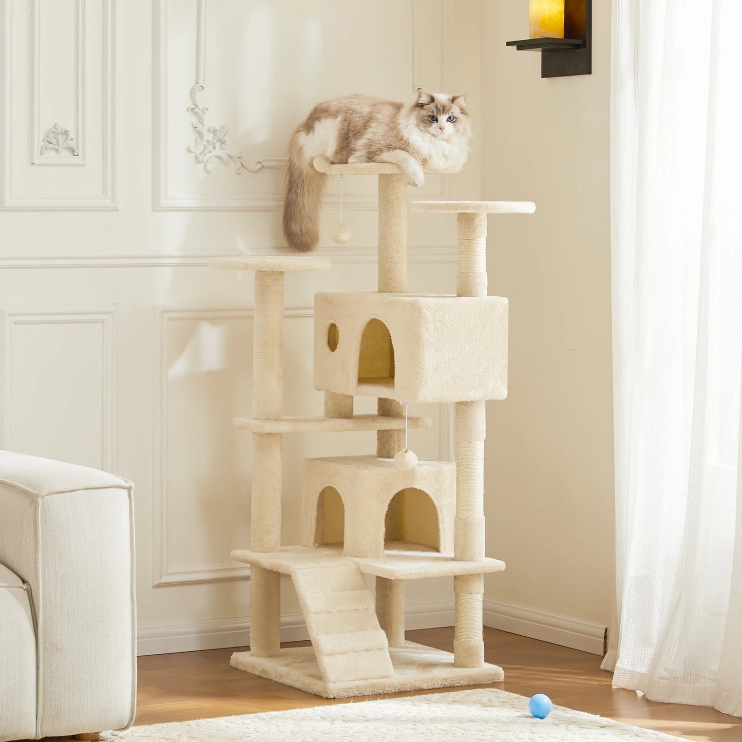 JHK 54” Tall Multi-Level Cat Tree Tower – Indoor Cat Playground with Sisal Scratching Posts, Cozy Condo, Perches & Sturdy Base