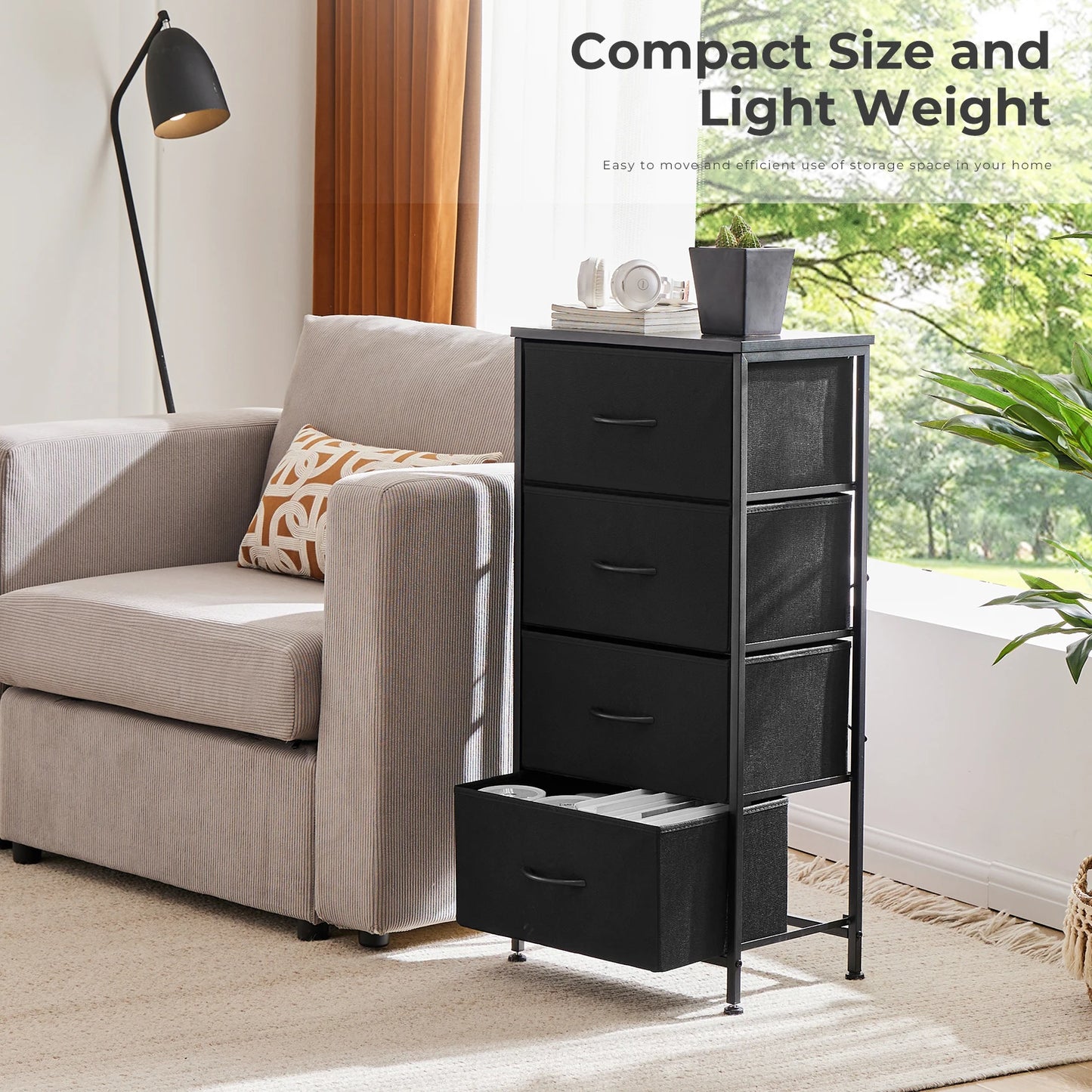 JHK 4 Fabric Cabinet With Wardrobe Steel Frame