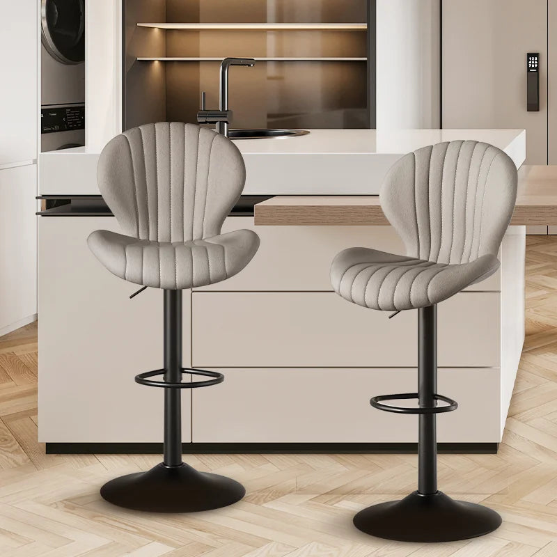 2-Piece Luxury Modern Adjustable Living Room & Dining Chairs Set – Swivel Bar Stools with Soft Backrest for Kitchen & Home