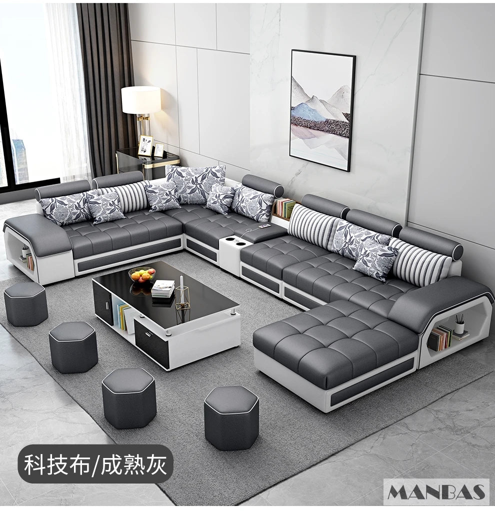 Big U Shape Couch / Sofa with shelves