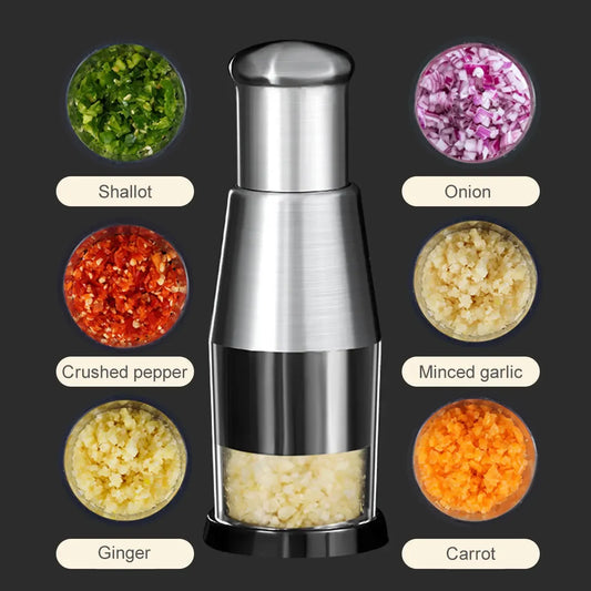 Manual Garlic Chopper & Crusher – Handheld Food Slicer for Vegetables, Herbs & Cooking Prep – Compact Kitchen Tool