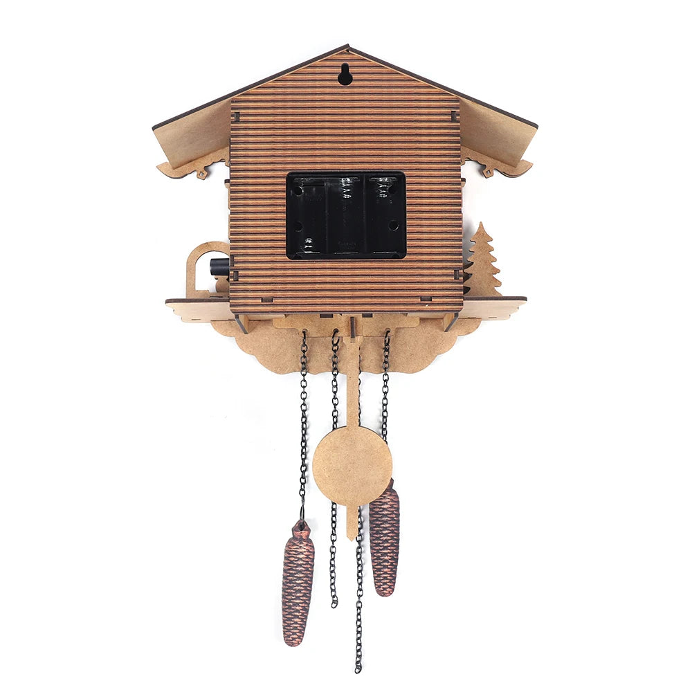 Creative Bird Cuckoo Wall Clock with Swing & Auto-Flapping Wings – Wooden Quartz Home Decor (Battery Operated)