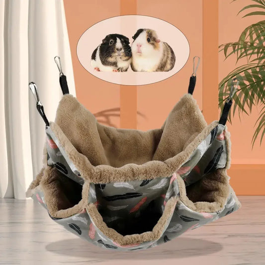 3-Layer Hanging Hammock Bed for Small Animals – Soft Plush Cage Accessory for Hamsters, Guinea Pigs, Rats, Ferrets, Chinchillas, and More (40x40cm)