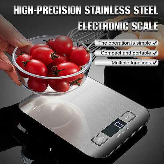 10kg Kitchen Digital Scale – USB Rechargeable Stainless Steel Electronic Scale with LCD Display for Food, Snacks, Baking & Jewelry