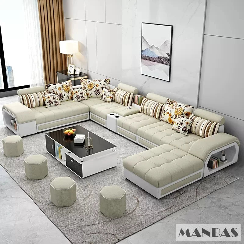 Big U Shape Couch / Sofa with shelves