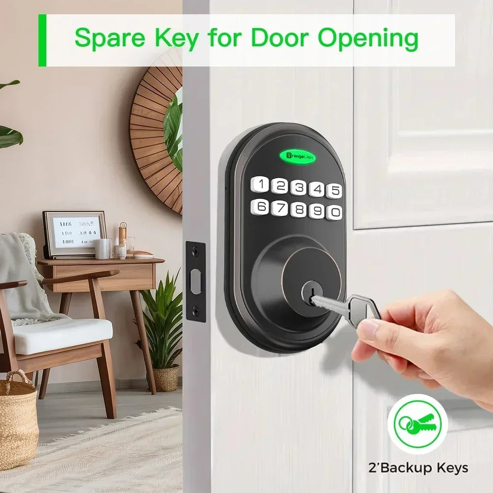 EUUKAIHG Keyless Entry Door Lock – Smart Deadbolt with Keypad, One-Touch Lock/Unlock, Auto-Locking & Backup Key Access – Secure Electronic Lock for Home or Office
