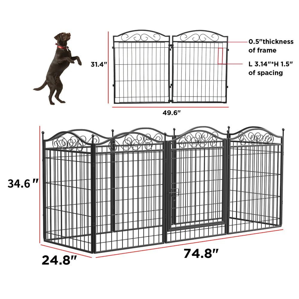 Heavy Duty Dog Playpen – 8-Panel Metal Fence with Gate for Pets, Indoor/Outdoor Kennel Cage Run for Dogs, Puppies & Small Animals