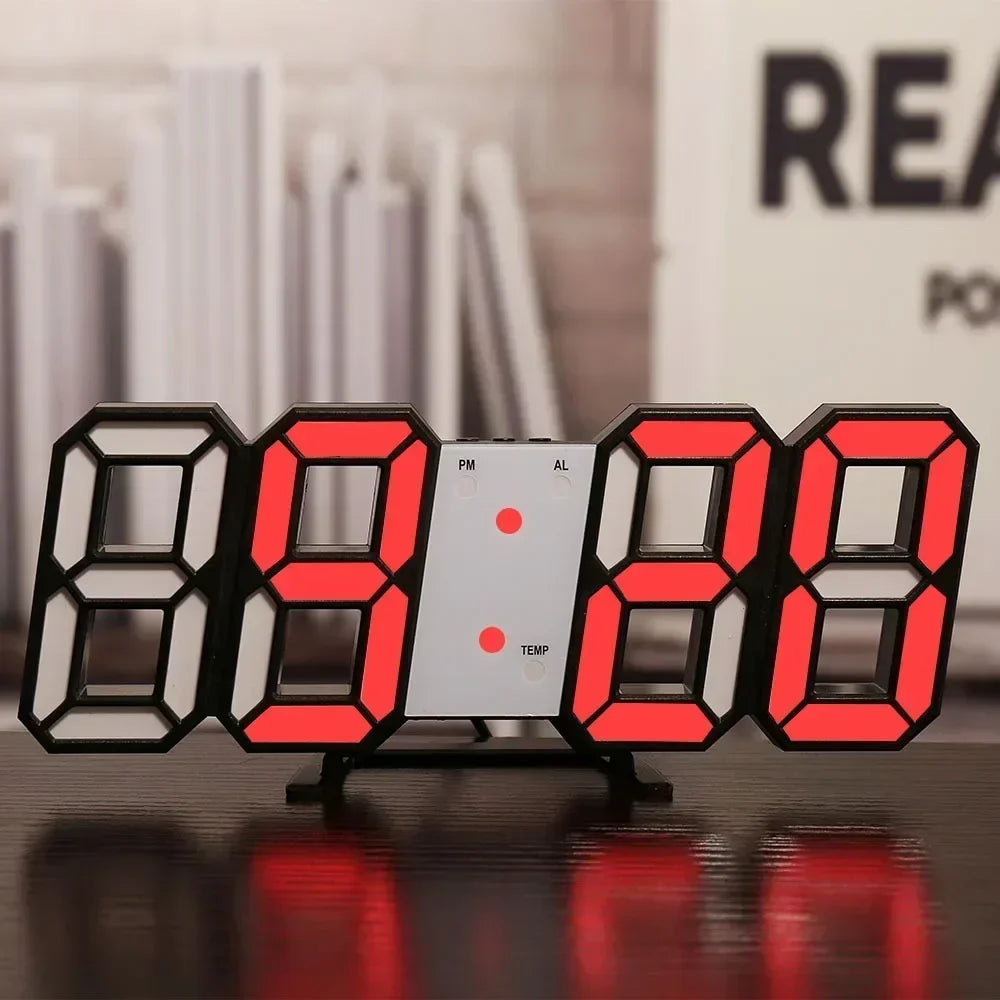 3D LED Digital Wall Clock – Adjustable Brightness, Night Mode, Modern Wall Decor for Bedroom, Office, Living Room