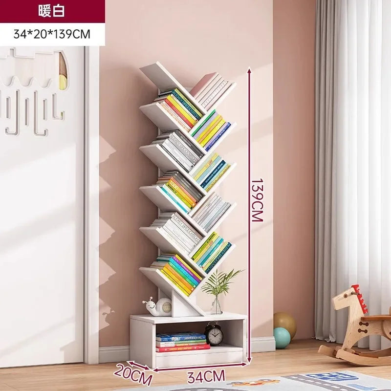 Standing Wooden Storage Rack Bookshelf