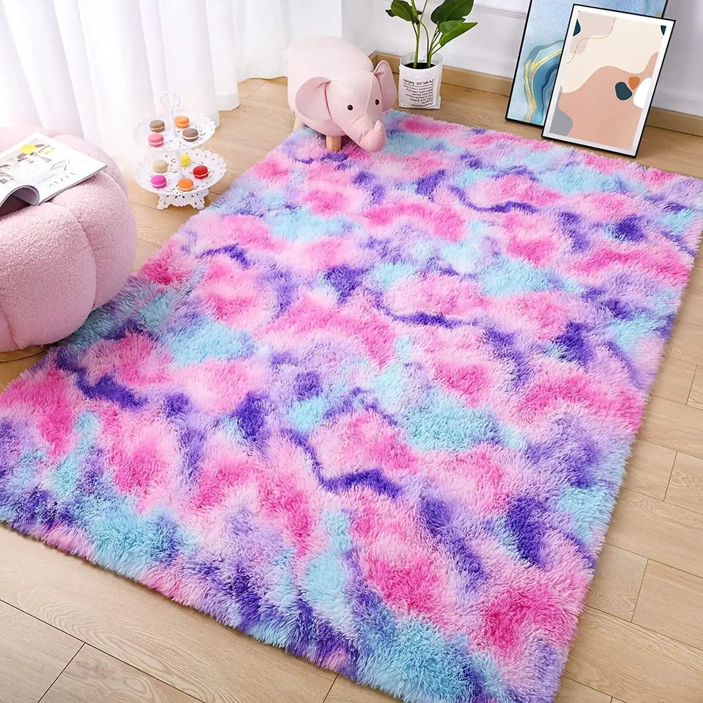 Super Soft Large Plush Tie Dye Velvet Rugs