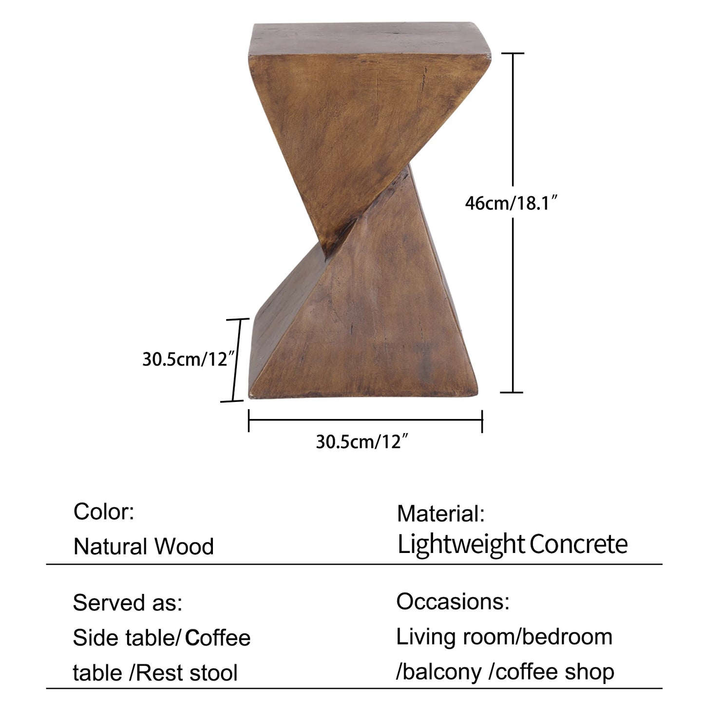 Lightweight Concrete Accent Table – Modern Geometric Side Table for Indoor & Outdoor Use