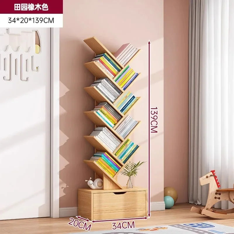 Standing Wooden Storage Rack Bookshelf