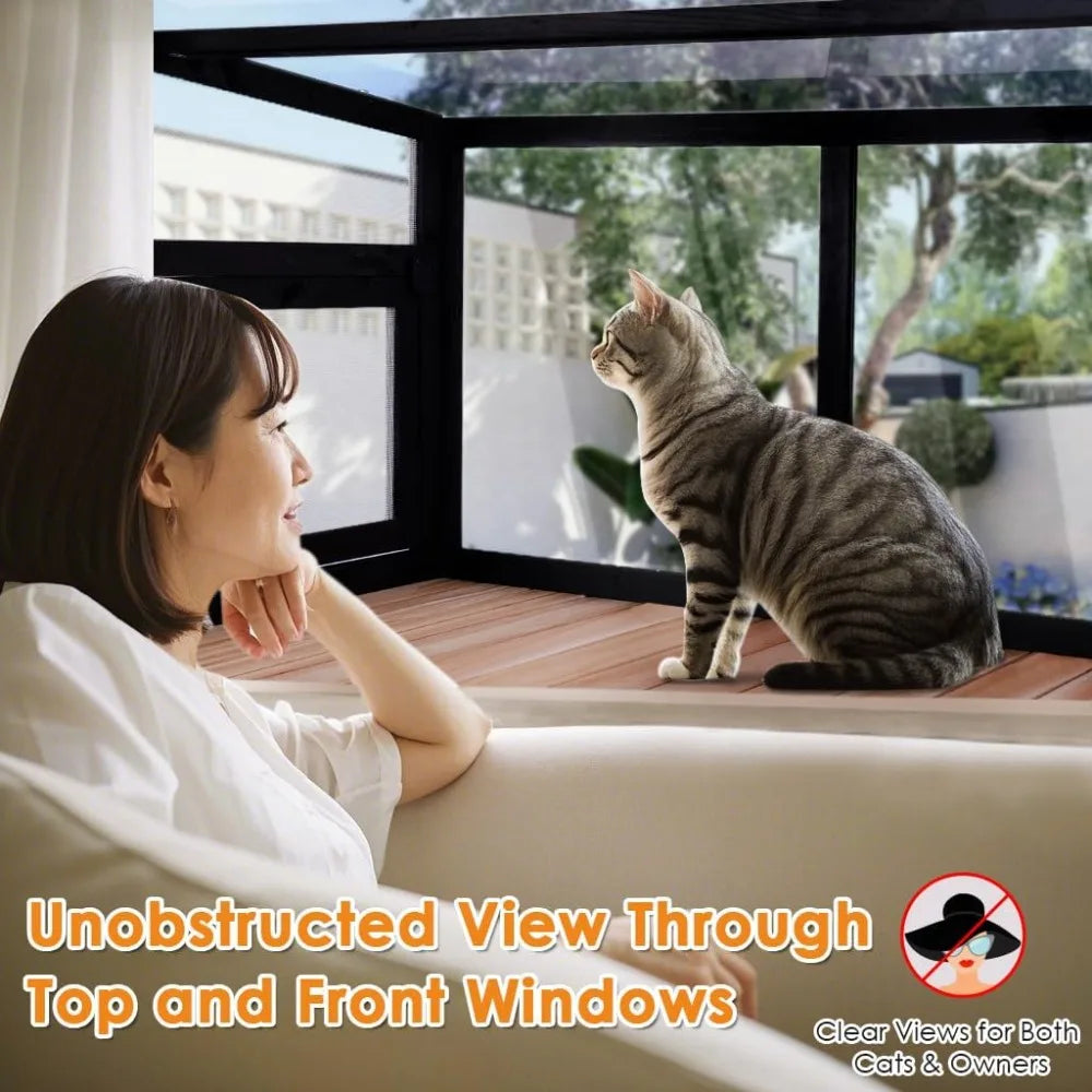 SunnyView™ Cat Window Box Perch – Outdoor Bug-Proof Wire Enclosure for Sunbathing, Napping & Outdoor Viewing