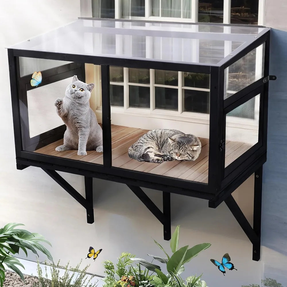 SunnyView™ Cat Window Box Perch – Outdoor Bug-Proof Wire Enclosure for Sunbathing, Napping & Outdoor Viewing