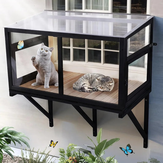 SunnyView™ Cat Window Box Perch – Outdoor Bug-Proof Wire Enclosure for Sunbathing, Napping & Outdoor Viewing