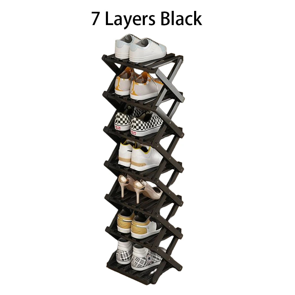 Bamboo Foldable Shoe Rack – Multifunctional Free-Standing Shoe Organizer for Bedroom, Entryway & Corridor